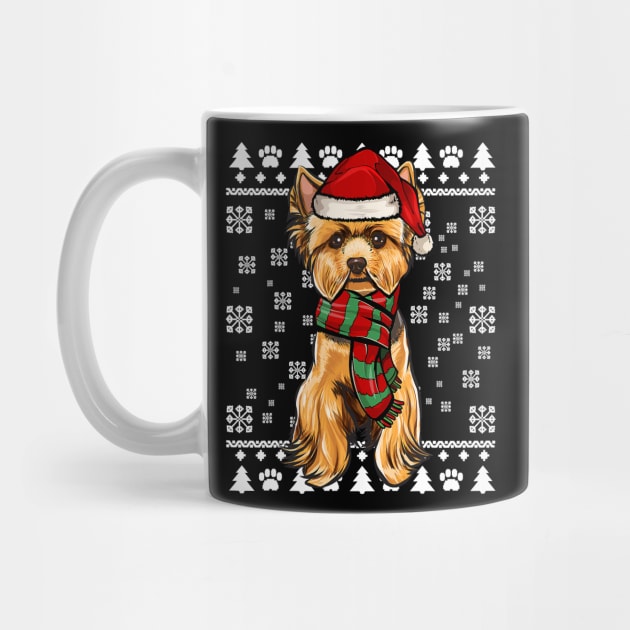 Yorkshire Terrier Dog Santa Hat Xmas Ugly Christmas by IainDodes